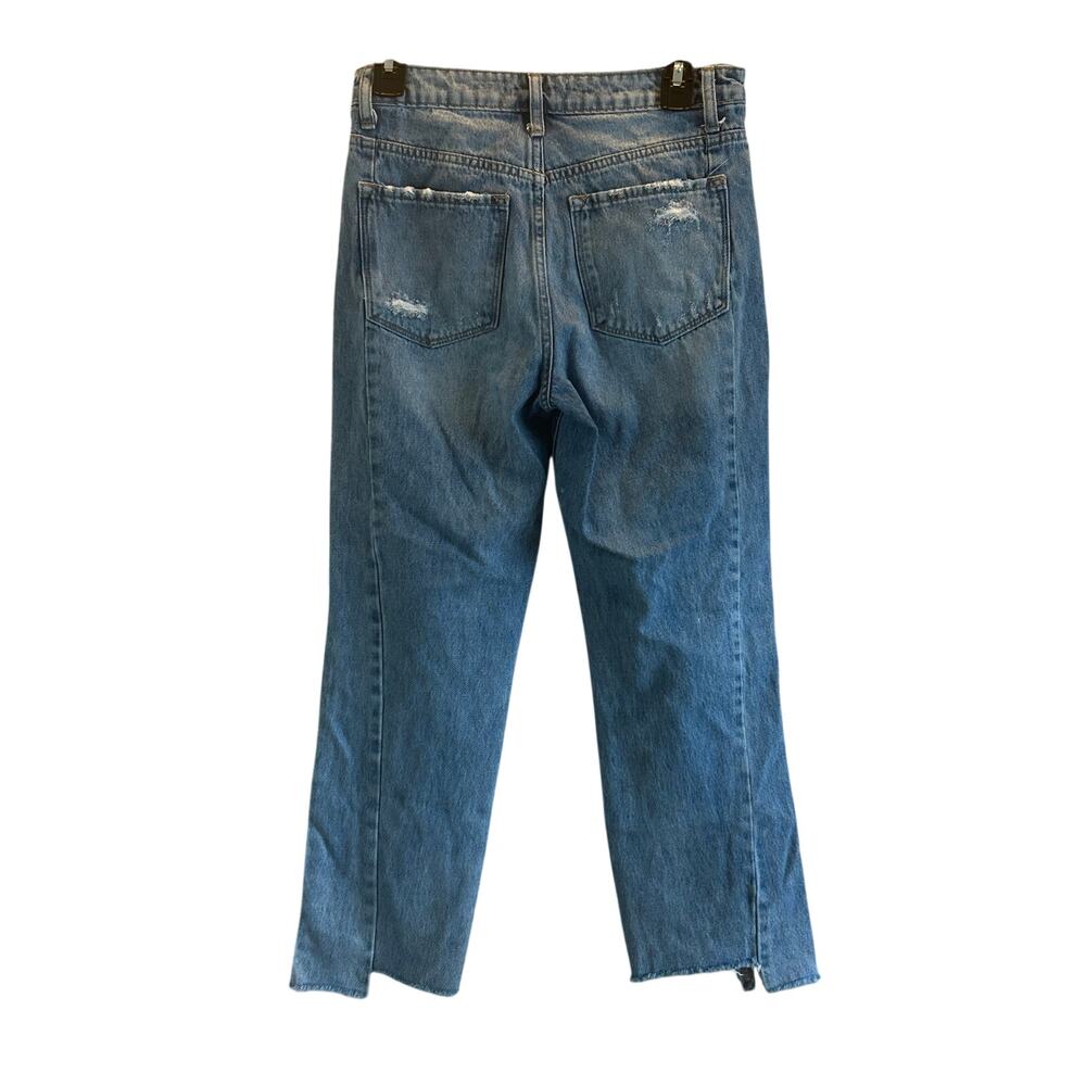 Vervet Blue high-rise fit medium blue wash crop straight-leg uneven raw hem 25 - Picture 3 of 8